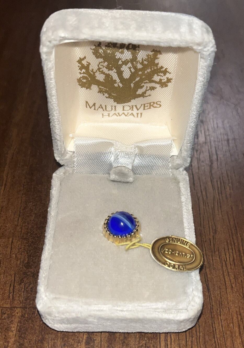 Maui Divers Hawaii Genuine Coral 1/20-12k Gold Filled Tie Pin Tack Rare New